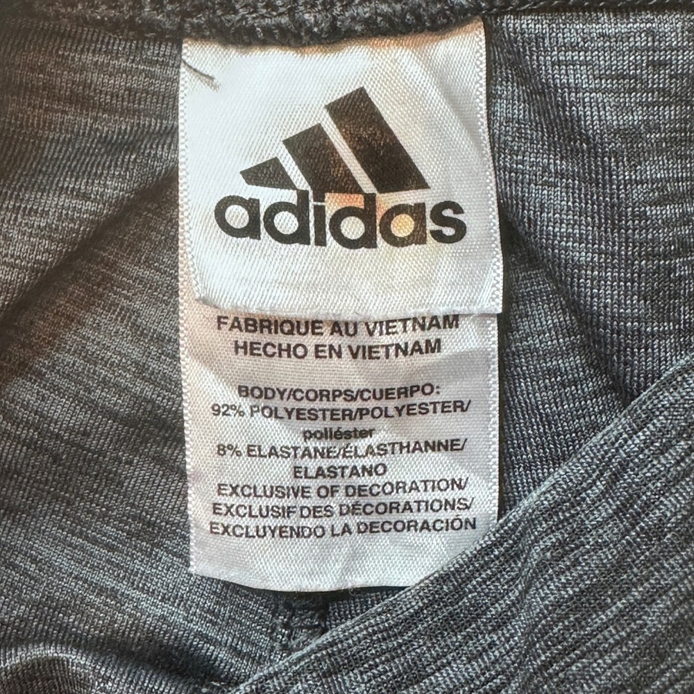Adidas Leggings Girls M 10/12 Gray Pink‎ 3-Stripe Performance Athletic AK4591 - Picture 3 of 10